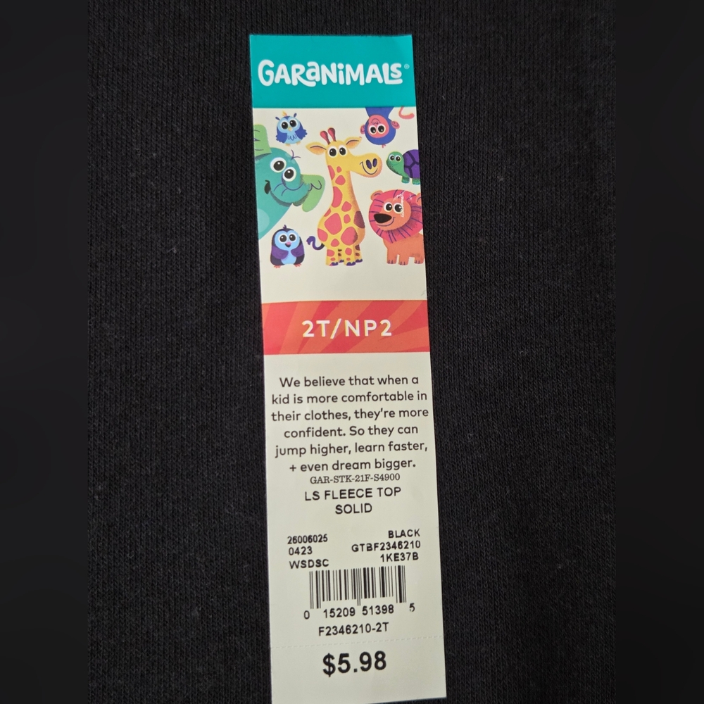 * Garanimals Boys Toddler Long Sleeves Crew Neck Sweatshirt Top Black Size 2T - Picture 7 of 10
